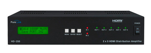 PureLink HD-250 (2) HDMI Inputs to (5) HDMI Output Distribution Amplifer