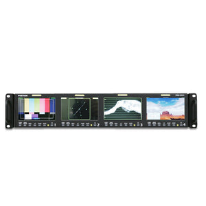 Postium PRM-434A Quad 4.3 Inch HD/SD-SDI LCD 2RU Rackmount Monitors with Waveform/ Vectorscope/ Timecode & Audio Meters