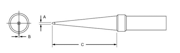 Weller PTK8 .046in x 1.0in x 800 Degrees PT Series Long Screwdriver Tip for TC201 Series Iron