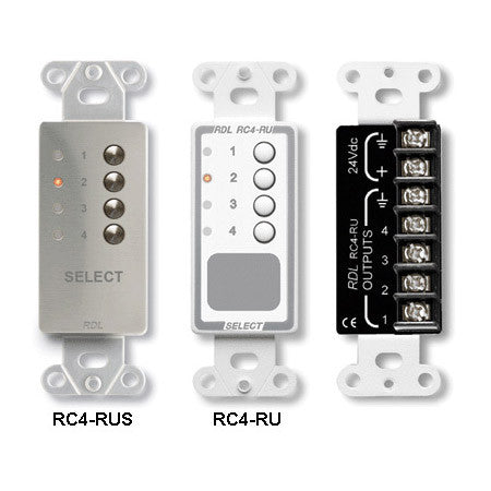 RDL RC4-RUS 4-Channel Remote Control for Rack-Ups - Stainless Steel