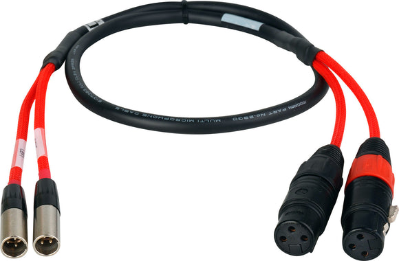 2-Channel Mini XLR Male to XLR Female Red Camera Audio Input Cable 18-Inch