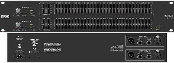 Rane ME 60S 2ch 1/3 Octive microGraphic EQ - 2RU
