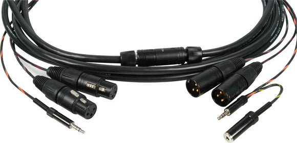 TecNec Breakaway Audio Camera to Field Mixer Cable with Headset Monitoring 6FT