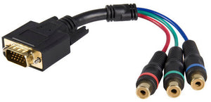 StarTech HD15CPNTMF 6in HD15 to Component RCA Breakout Cable Adapter Male to Female