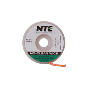 NTE Electronics SW01-10 No-Clean Solder Wick #3 Green 0.075 Inch Wide 10 Feet