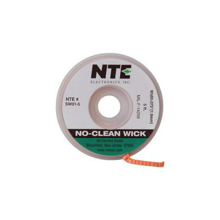 NTE Electronics SW01-10 No-Clean Solder Wick #3 Green 0.075 Inch Wide 10 Feet