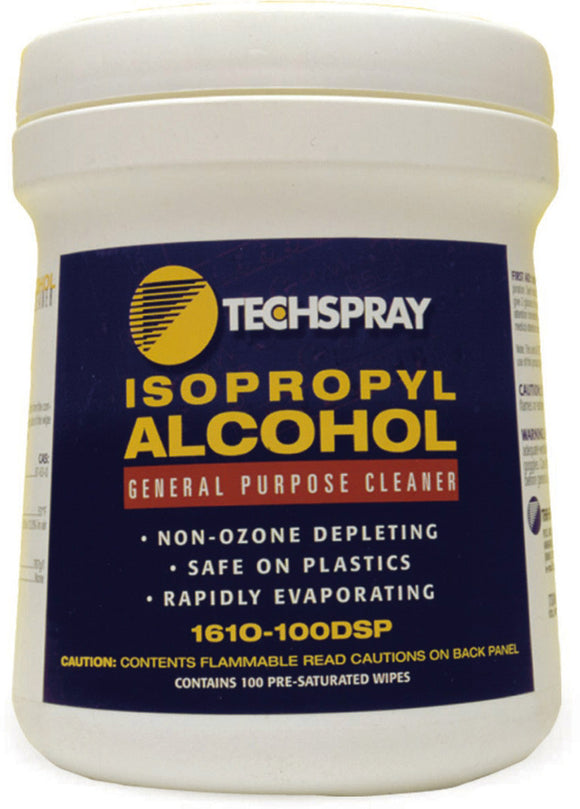 Techspray 1610-100DSP Isopropyl Alcohol Pre-Saturated Wipes 100 Count