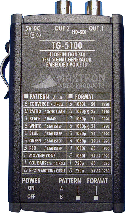 Maxtron Multi-Format HD-SDI Pattern Generator with Voice ID and Battery Option