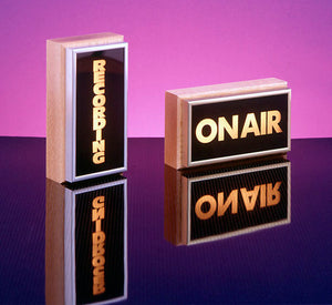 Vertical Studio Warning Light - On-Air in Gold Lettering