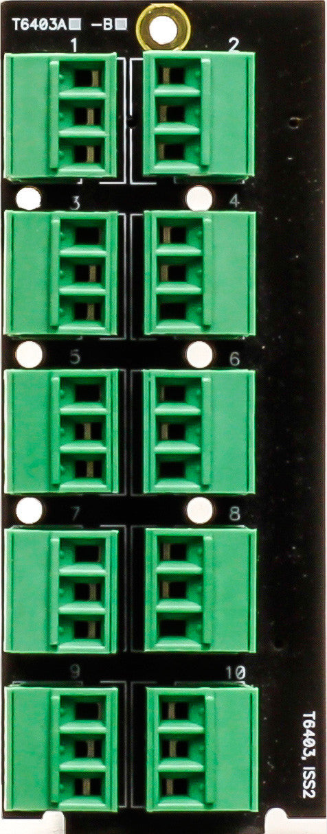 Ward-Beck T6403A Dual Card 10 3-Pin Terminal Block Rear Module