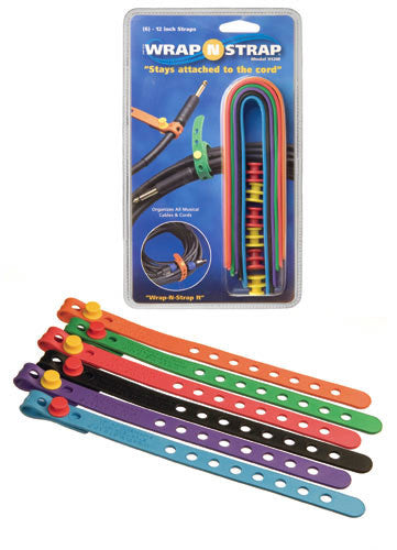 Wrap N Strap 912M 12inch Adjustable Cord and Cable Straps/Fasteners - 6 pack (Mixed Colors)