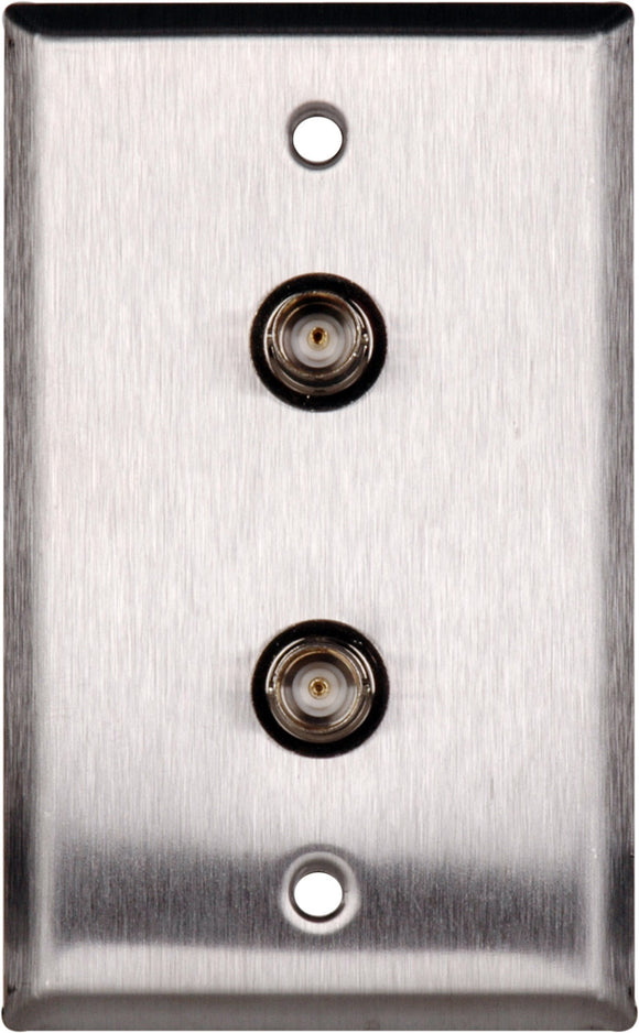 Single-Gang Stainless Steel Wall Plate with 2 BNCF Barrels