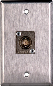 Single-Gang Clear Anodized Wall Plate with 1 Canare BCJ-JRU BNC Feed-Thru