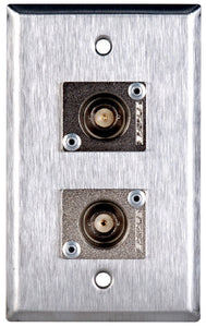 Single-Gang Stainless Steel Wall Plate with 2 Canare BCJ-JRU BNC Feed-Thrus