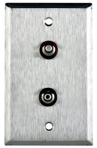 Single-Gang Stainless Steel Wall Plate with 2 RCA Feed-Thru Barrels