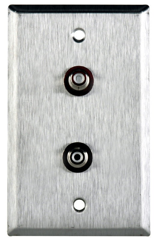 Single-Gang Gray Lexan Wall Plate with 2 RCA Feed-Thru Barrels