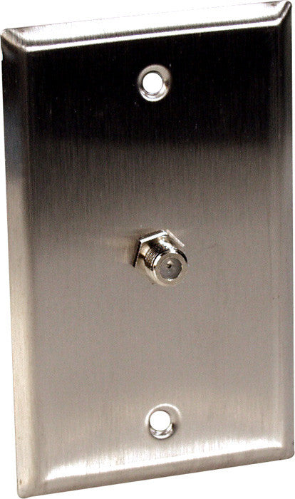 Single-Gang Stainless Steel Wall Plate with 1 Coax F Connector Feed-Thru