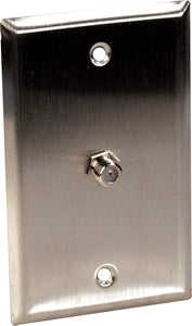 Single-Gang Brass Wall Plate with 1 Coax F Connector Feed-Thru