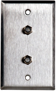 Single-Gang White Lexan Wall Plate with 2 Coax F Connector Feed-Thru Barrels