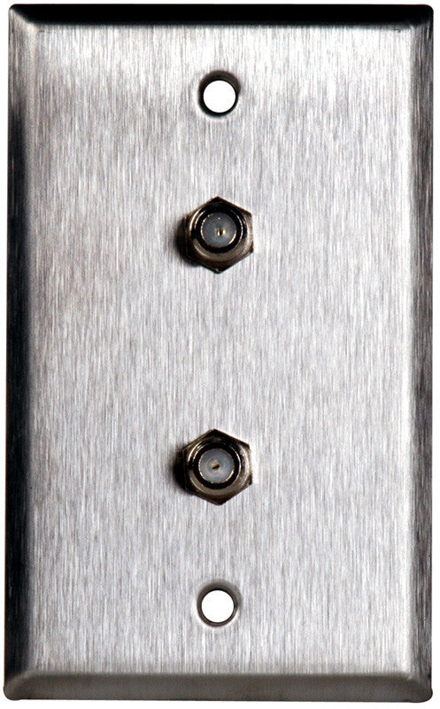 Single-Gang Gray Lexan Wall Plate with 2 Coax F Connector Feed-Thru Barrels