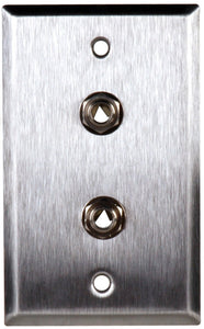 Single-Gang Clear Anodized Aluminum Wall Plate with 2 1/4-Inch TRS Phone Jacks