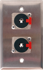 Single-Gang Black Anodized Wall Plate with 2 Neutrik NJ3FP6C 1/4-Inch TRS Latching Jacks