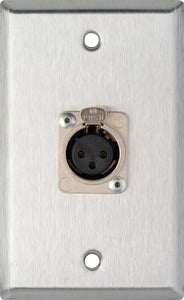 Single-Gang Clear Anodized Wall Plate with 1 Neutrik 3-Pin XLR-F Connector