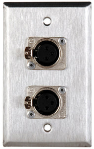 Single-Gang Ivory Lexan Wall Plate with 2 Neutrik 3-Pin XLR Female Connectors