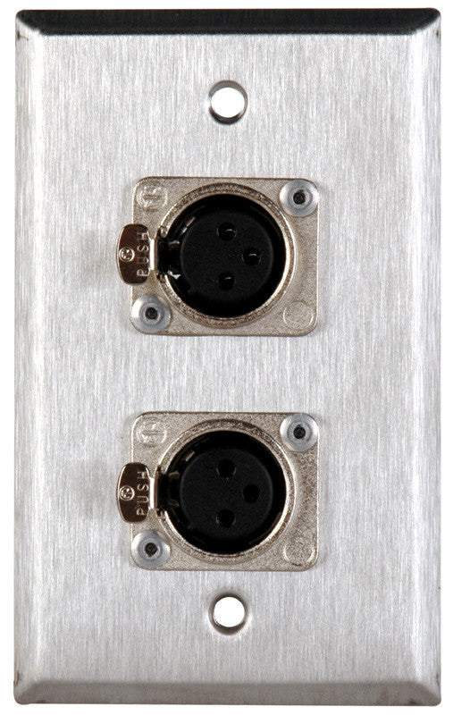 Single-Gang Brown Lexan Wall Plate with 2 Neutrik 3-Pin XLR Female Connectors