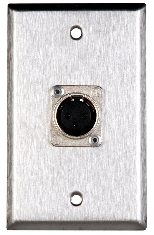 Single-Gang Gray Lexan Wall Plate with Latchless 3-Pin Female XLR