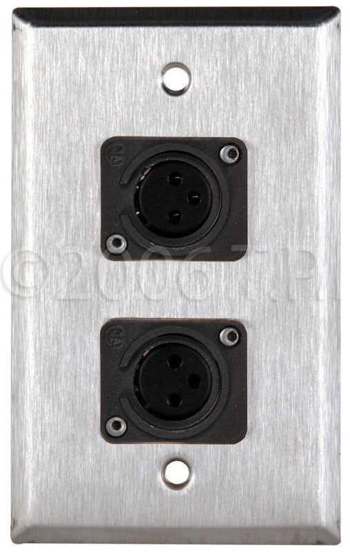 Single-Gang Ivory Lexan Wall Plate with 2 Latchless 3-Pin Female XLRs