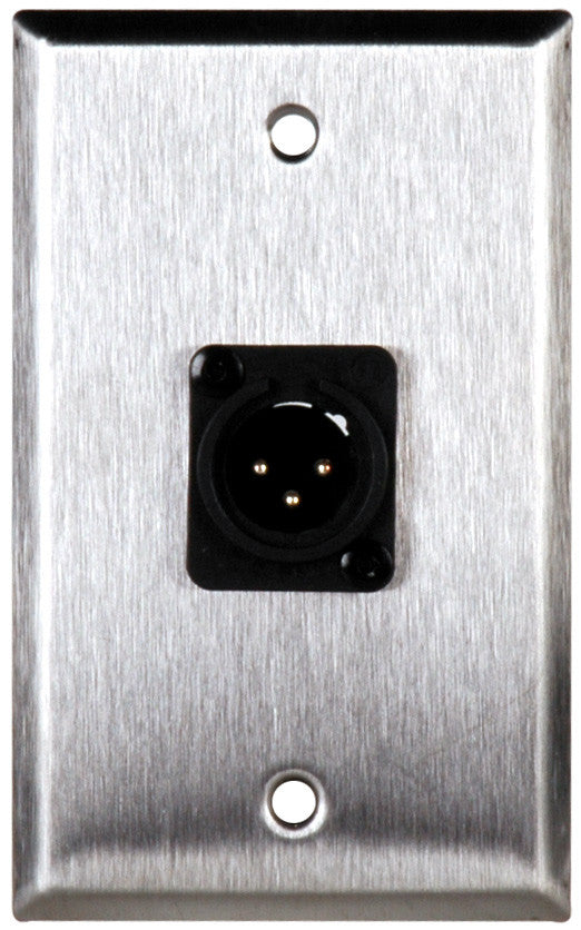 Single-Gang Black Anodized Aluminum Wall Plate with Plastic 3-Pin Male XLR