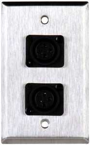 Single-Gang Brown Lexan Wall Plate with 2 Plastic Latchless 3-Pin Female XLRs