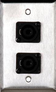 Single-Gang Stainless Steel Wall Plate with Two 4-Pole Speakon Male Connectors