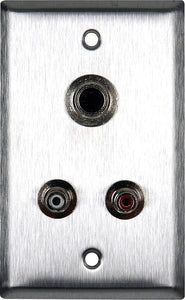 Single-Gang White lexan Wall Plate with 2 RCA Barrels and 1 S-Video Barrel