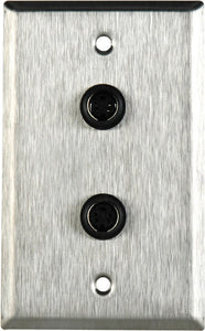 Single-Gang Stainless Steel Wall Plate with 2- 4 Pin S-Video With Rear Solder Points