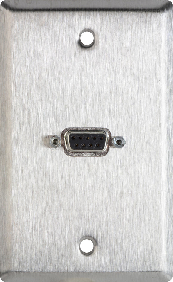 Single-Gang Clear Anodized Wall Plate with One 9-Pin D-Sub Rear Solder Connector