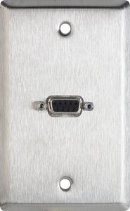 Single-Gang Black Anodized Wall Plate with One 9-Pin D-Sub Rear Solder Connector