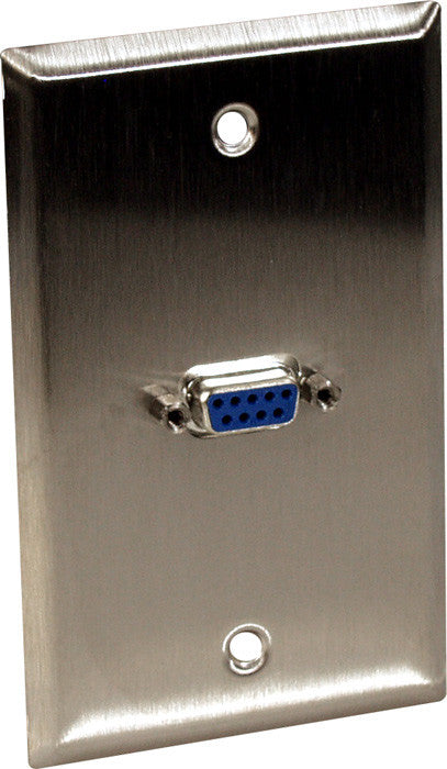 Single-Gang Stainless Steel Wall Plate with One 9-Pin D-Sub Barrel