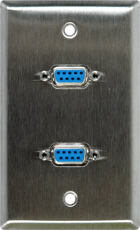 Single-Gang Ivory Lexan Wall Plate with Two 9-Pin D-Sub Barrels