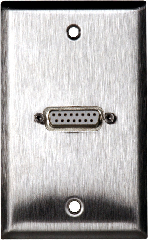 Single-Gang Black Anodized Wall Plate with One 15-Pin Female Rear Solder Connector