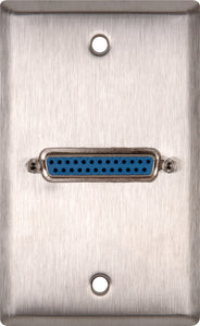 Single-Gang Brown Lexan Plate with One 25-Pin D-Sub Female (Rear Solder Points)