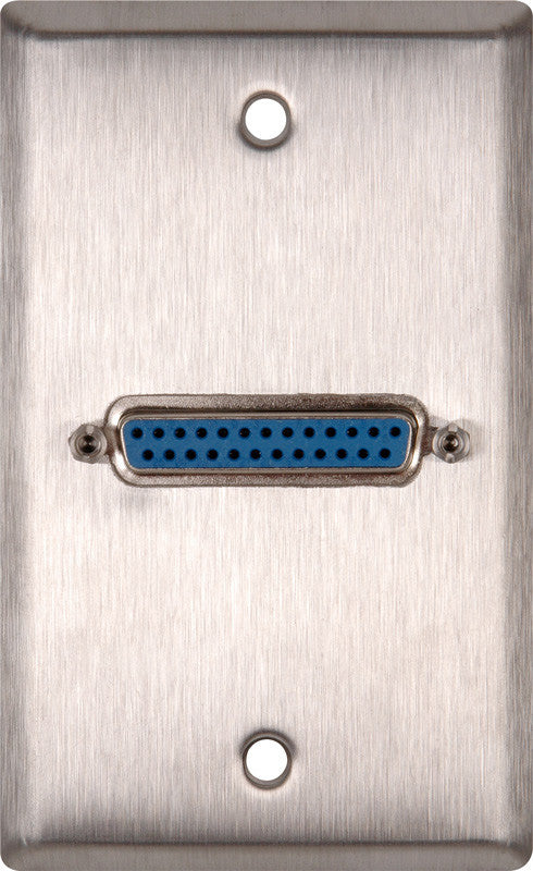 Single-Gang Brown Lexan Plate with One 25-Pin D-Sub Female (Rear Solder Points)