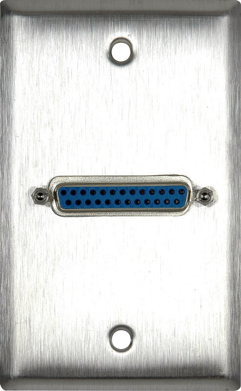 Single-Gang Brass Wall Plate with One 25-Pin D-Sub Female Barrel