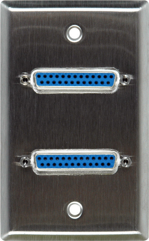 Single-Gang Ivory Lexan Wall Plate with Two 25-Pin D-Sub Female Barrels