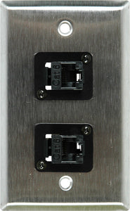 Single-Gang Ivory Lexan Wall Plate with 2 TecNec Cat 6 Barrels