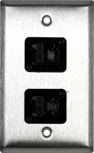 Single-Gang Ivory Lexan Wall Plate with Two TecNec RJ45 Barrels