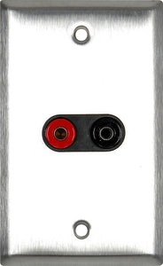 Single-Gang Black Anodized Wall Plate with 1 Pomona Dual Banana Jack 1-Black/1-Red