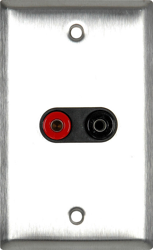 Single-Gang Stainless Wall Plate with 1 Pomona Dual Banana Jack 1-Black/1-Red