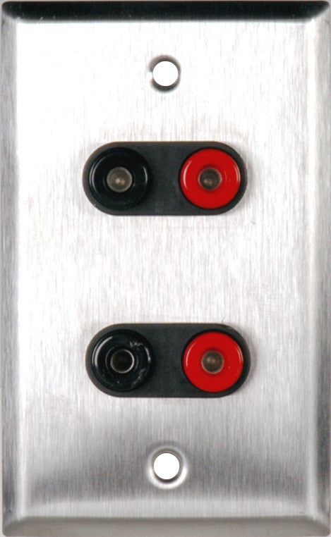 Single-Gang Ivory Lexan Wall Plate with 2 Pomona Dual Banana Jacks (2-Black/2-Red)